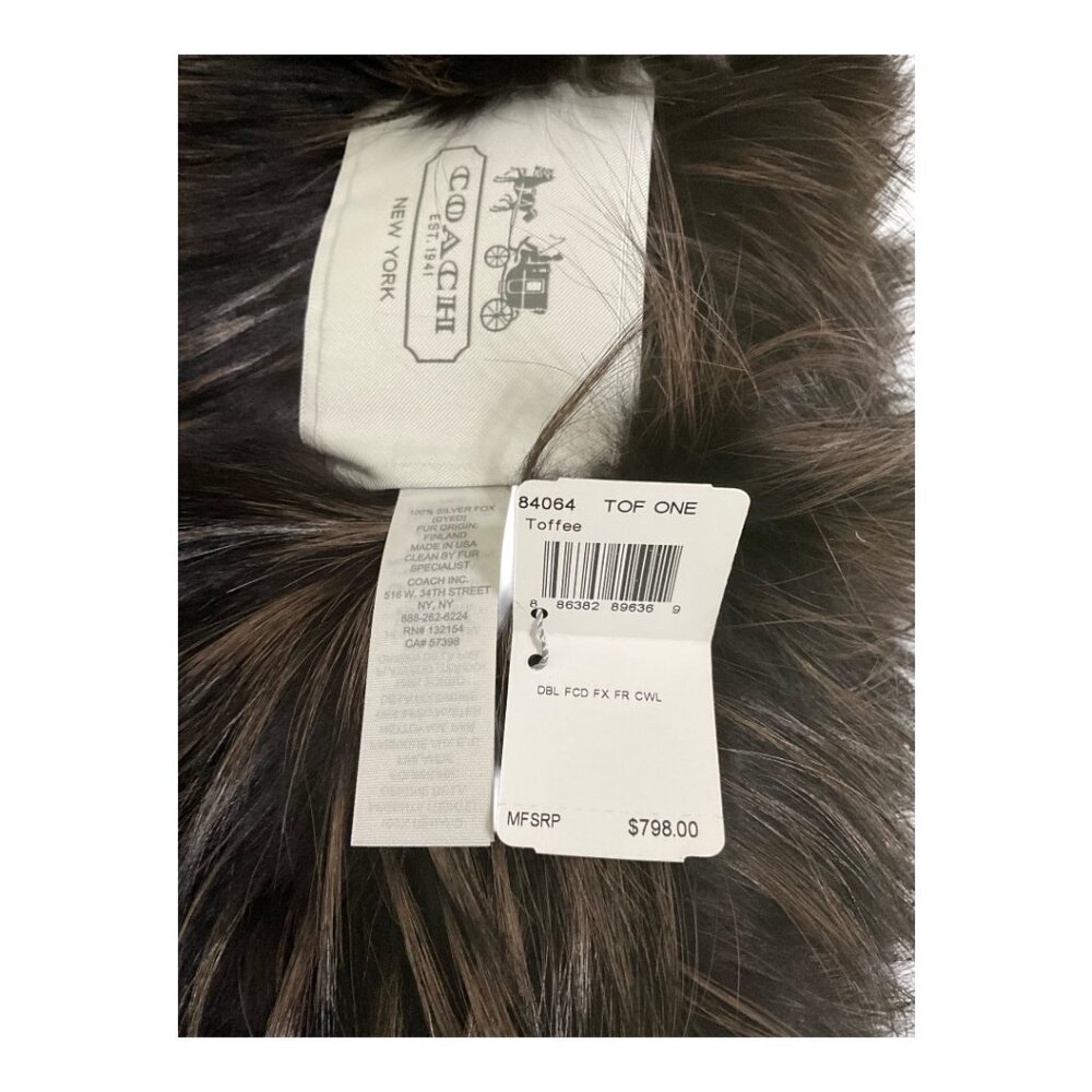 Coach Toffee 100% Silver Fox Fur Collar NWT $798 MSRP - Picture 6 of 6